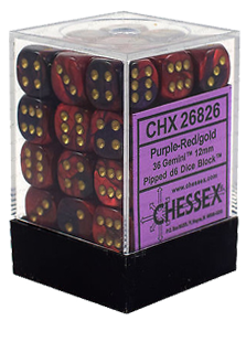 Chessex Gemini 36x12mm Dice Purple-Red with Gold